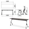 会議用テーブル SAKT-1860 W1800×D600×H720(mm) 平行スタックテーブル 棚付き・パネルなし