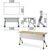 会議用テーブル SAKTP-1260 W1200×D600×H720(mm) 平行スタックテーブル 棚付き・パネル付き