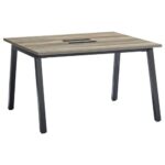 会議用テーブル SLTB-1212 W1200×D1200×H720(mm) ブラックカラー粉体塗装4本脚テーブル コードホール付き